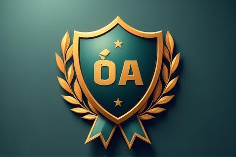 Image of an academic shield or emblem against a background representing achievement, symbolizing successful accreditation.