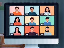 Thumbnail image showing people in a video conference call, representing an online webinar.